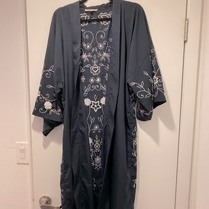Anthropologie Navy Beaded Kimono